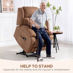 HOMCOM Power Lift Recliner Chair, Lift Chair w/ Massage & Remote in Brown - Size: Armchair - thumbnail 4