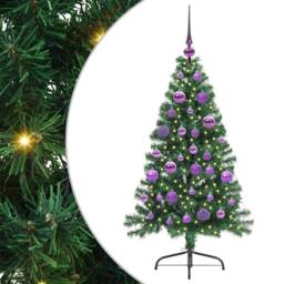 Berkfield Home Beautiful Artificial Pre-lit Christmas Tree Green 120 cm PVC - thumbnail 3
