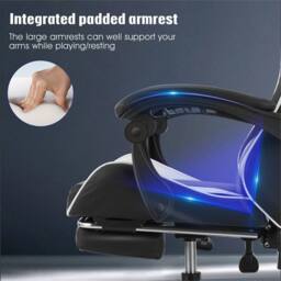 NESTLUNE Racing Gaming Chair Swivel Office Gamer Desk Chair in Black - Size: 100 cm x 15 cm - thumbnail 5