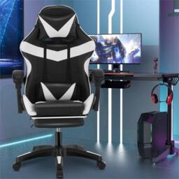 NESTLUNE Racing Gaming Chair Swivel Office Gamer Desk Chair in Black - Size: 100 cm x 15 cm