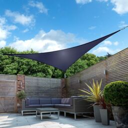 Primrose 3.6m Triangle Waterproof Patio Sun Shade Canopy 98% UV Block Free Rope in Blue - thumbnail 2
