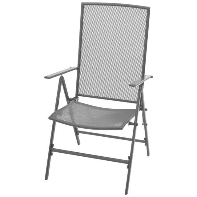 Berkfield Home Stackable Garden Chairs 2 pcs Steel Grey in Dark Grey - image 1