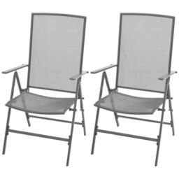 Berkfield Home Stackable Garden Chairs 2 pcs Steel Grey in Dark Grey - thumbnail 2