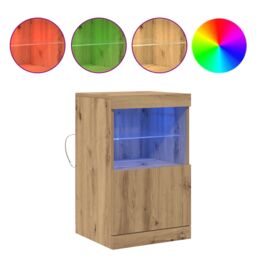 Berkfield Home Sideboard with LED Lights Artisan Oak 41x37x67 cm in Brown - Size: 41 x 37 x 67 cm - thumbnail 4