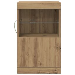 Berkfield Home Sideboard with LED Lights Artisan Oak 41x37x67 cm in Brown - Size: 41 x 37 x 67 cm - thumbnail 5