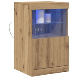 Berkfield Home Sideboard with LED Lights Artisan Oak 41x37x67 cm in Brown - Size: 41 x 37 x 67 cm - thumbnail 3