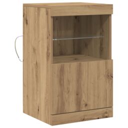 Berkfield Home Sideboard with LED Lights Artisan Oak 41x37x67 cm in Brown - Size: 41 x 37 x 67 cm - thumbnail 2