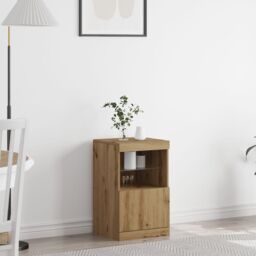 Berkfield Home Sideboard with LED Lights Artisan Oak 41x37x67 cm in Brown - Size: 41 x 37 x 67 cm - thumbnail 1