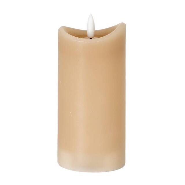 Lemon Pavilion Furniture and Decor Natural Glow 2.75x6 Melted LED Candle - Plastic - L7xW7xH15 cm - Taupe