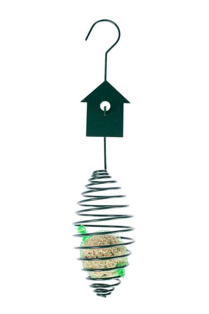 Homescapes Metal Spring Bird Feeder with Bird Decoration, Bird House in Green - image 1