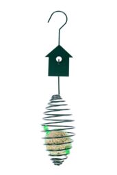 Homescapes Metal Spring Bird Feeder with Bird Decoration, Bird House in Green
