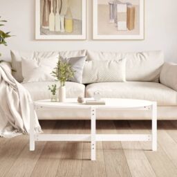 Berkfield Home Coffee Table White 118x63x45 cm Solid Wood Pine - Size: 118 x 63 x 45 cm - thumbnail 3