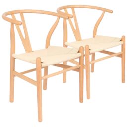 Nicholas Winter 2x Beech Wood Scandi Danish Style Dining Chairs - Solid Wood Chairs in Natural