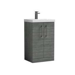 Balterley Bathroom 2 Soft Close Door Vanity Unit Basin, Anthracite, 500mm in Grey - thumbnail 1
