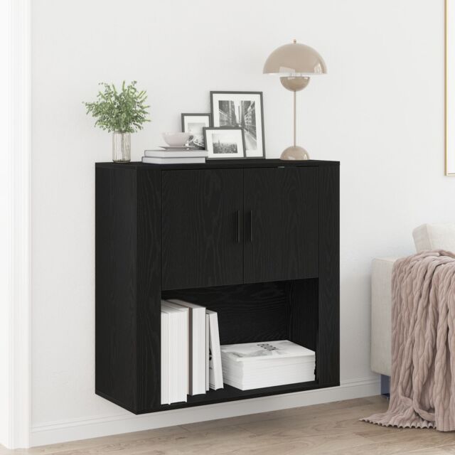 Berkfield Home Wall Cabinet Black Oak 80x33x80 cm Engineered Wood - Size: 80 x 33 x 80 cm - image 1