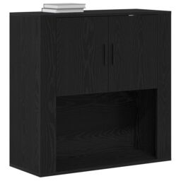 Berkfield Home Wall Cabinet Black Oak 80x33x80 cm Engineered Wood - Size: 80 x 33 x 80 cm - thumbnail 3