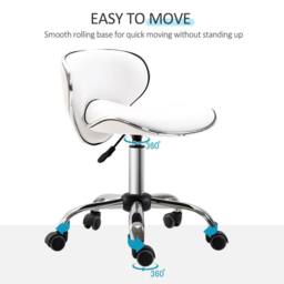 KORVIXA White Ergonomic Executive Office Chair Computer Armless PU Wheels - Size: 100 cm x 100 cm - thumbnail 4