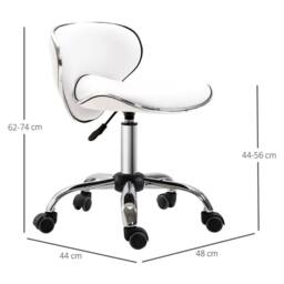 KORVIXA White Ergonomic Executive Office Chair Computer Armless PU Wheels - Size: 100 cm x 100 cm - thumbnail 2