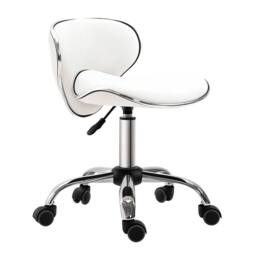 KORVIXA White Ergonomic Executive Office Chair Computer Armless PU Wheels - Size: 100 cm x 100 cm - thumbnail 1