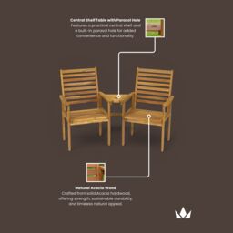 Royalcraft NAPOLI Companion Acacia Set - Duo Love Seat in Natural - thumbnail 6