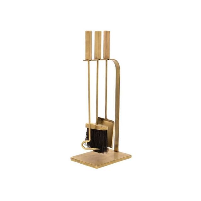 Lemon Pavilion Furniture and Decor Fireside Companion Set Square - Iron - L15 x W20.5 x H50 cm - Brass in Yellow - image 1