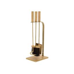Lemon Pavilion Furniture and Decor Fireside Companion Set Square - Iron - L15 x W20.5 x H50 cm - Brass in Yellow