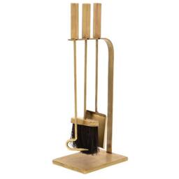 Lemon Pavilion Furniture and Decor Fireside Companion Set Square - Iron - L15 x W20.5 x H50 cm - Brass in Yellow - thumbnail 2