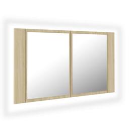 Berkfield Home LED Bathroom Mirror Cabinet Sonoma Oak 80x12x45 cm in Brown - Size: 80 x 12 x 45 cm - thumbnail 2