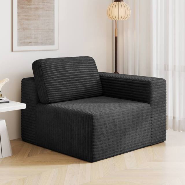 Dprodo Corduroy Modular Sofa, Only Right Seat, 25V9 in Black - image 1