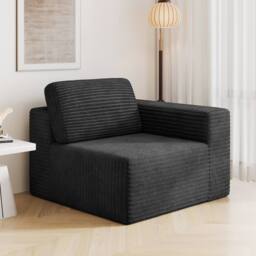 Dprodo Corduroy Modular Sofa, Only Right Seat, 25V9 in Black - thumbnail 1