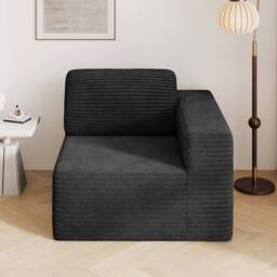 Dprodo Corduroy Modular Sofa, Only Right Seat, 25V9 in Black - thumbnail 7