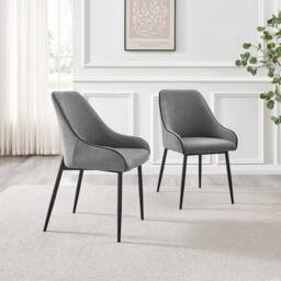 FurnitureboxUK Penrose Oak Effect Round Dining Table & 4 Beaumont Chairs in Grey - thumbnail 9
