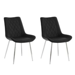 Home Detail Alba Velvet Dining Chair Set of 2, Black with Silver Legs - Size: 2 Pack - thumbnail 1