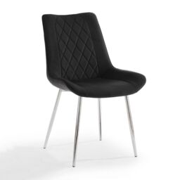 Home Detail Alba Velvet Dining Chair Set of 2, Black with Silver Legs - Size: 2 Pack - thumbnail 2