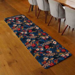 Benjamin Tate Design Bright Red & Orange Tropical Flowers & Plants Runner Rug in Natural - Size: 67 cm x 230 cm - thumbnail 2