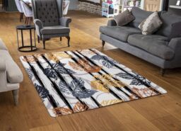 Benjamin Tate Design Cute Autumn Leaves Rug in Natural - Size: Large - thumbnail 2