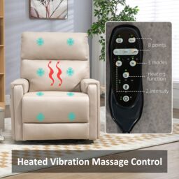 HOMCOM Riser & Recliner Chair with Vibration Massage Heat Cup Holder in Beige - thumbnail 5