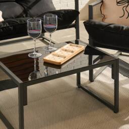 OHS Miami 4PC Table Chair Set Outdoor Metal Frame Garden Patio Furniture in Black - thumbnail 2