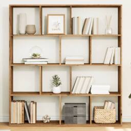 Berkfield Home Book Cabinet Artisian Oak 132x29x141.5 cm Engineered Wood in Brown - thumbnail 2