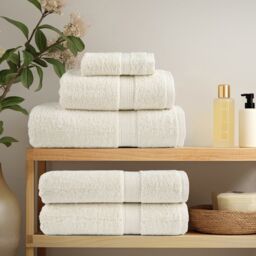 Berkfield Home Premium Bath Towels SOLUND 2 pcs 100x150 cm 600 gsm in Cream - thumbnail 3