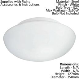 Loops Wall Flush Ceiling Light Colour White Shade White Glass Opal Matt Bulb E27 2x60W - thumbnail 2