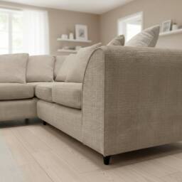 Abakus Direct Jumbo Chenille Corner Left Sofa with Plush Chaise Extension in Taupe - thumbnail 2