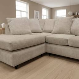 Abakus Direct Jumbo Chenille Corner Left Sofa with Plush Chaise Extension in Taupe - thumbnail 4