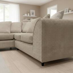 Abakus Direct Jumbo Chenille Corner Left Sofa with Plush Chaise Extension in Taupe - thumbnail 8