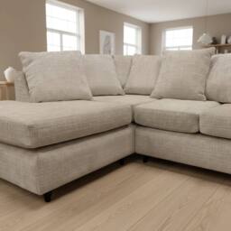 Abakus Direct Jumbo Chenille Corner Left Sofa with Plush Chaise Extension in Taupe - thumbnail 7