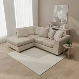 Abakus Direct Jumbo Chenille Corner Left Sofa with Plush Chaise Extension in Taupe - thumbnail 5
