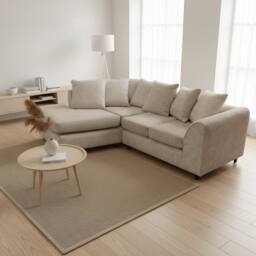Abakus Direct Jumbo Chenille Corner Left Sofa with Plush Chaise Extension in Taupe - thumbnail 3