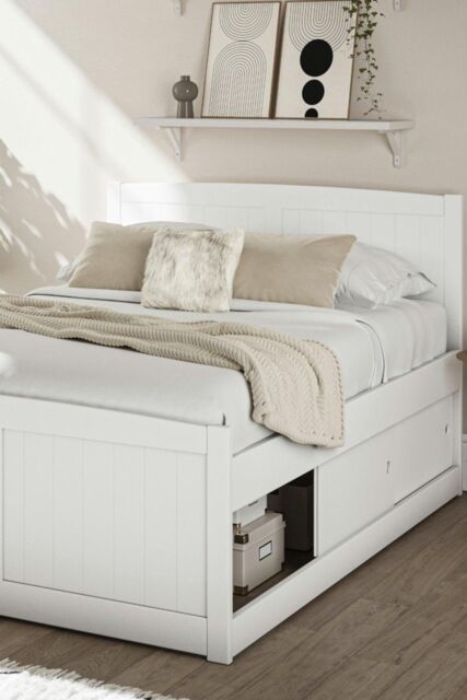 Time4sleep Maxistore 6 Door White Wooden Storage - Bed Frame - Size: Double - image 1