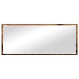 Berkfield Home Bathroom Mirror Old wood Engineered wood, Glass 90 x 8.5 x 37 cm in Brown - thumbnail 4