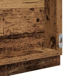 Berkfield Home Bathroom Mirror Old wood Engineered wood, Glass 90 x 8.5 x 37 cm in Brown - thumbnail 6